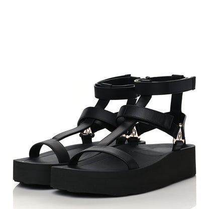 Hermes Calfskin Womens Enid Sandals 40 Black 3 of 8