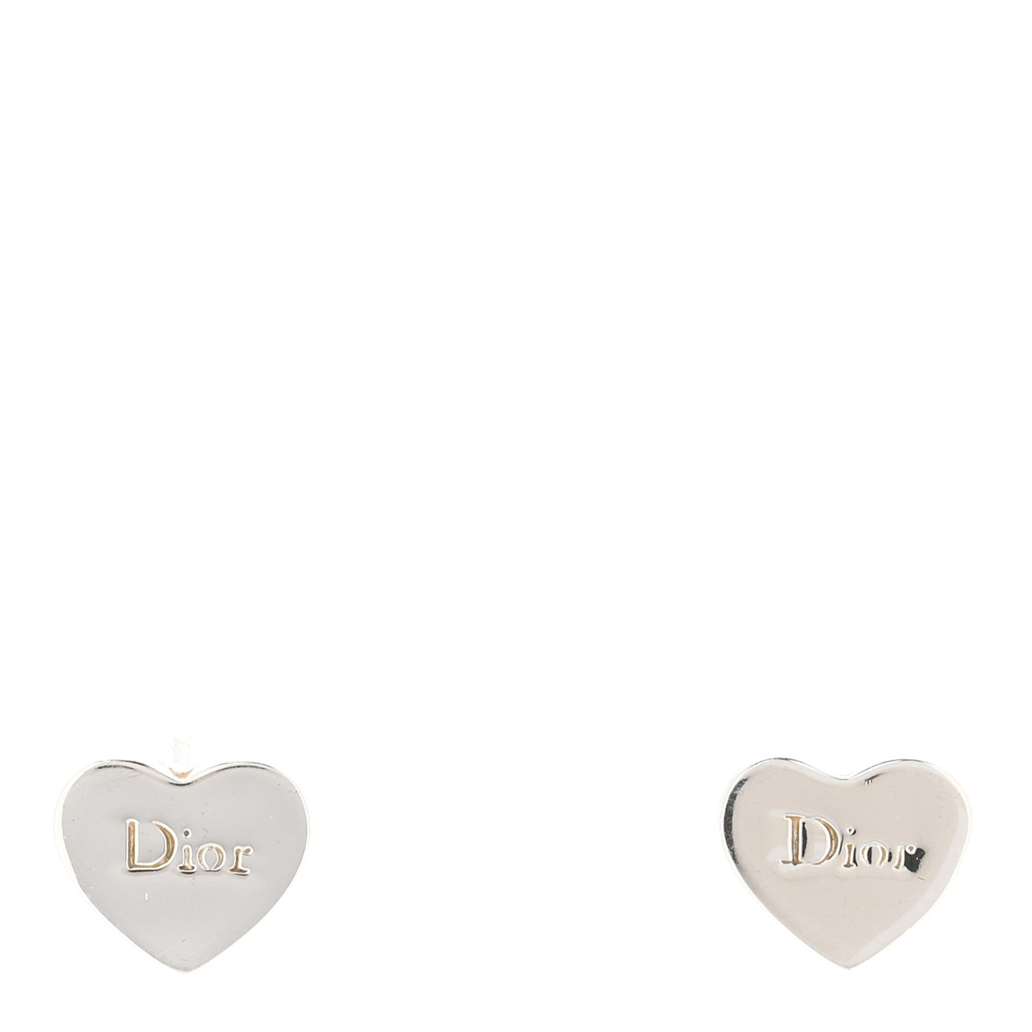 Christian Dior Metal Heart Logo Earrings Silver 1 of 4