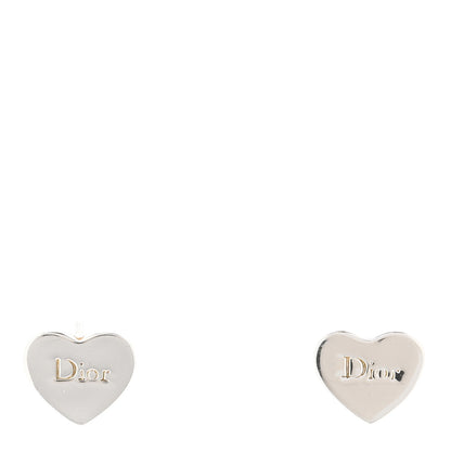 Christian Dior Metal Heart Logo Earrings Silver 1 of 4