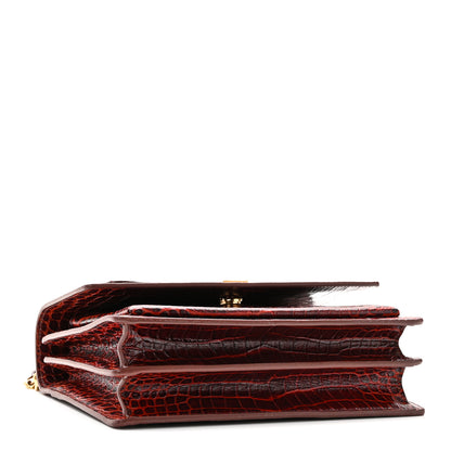 Saint Laurent Calfskin Crocodile Embossed Medium Monogram Sunset  Amber 4 of 9