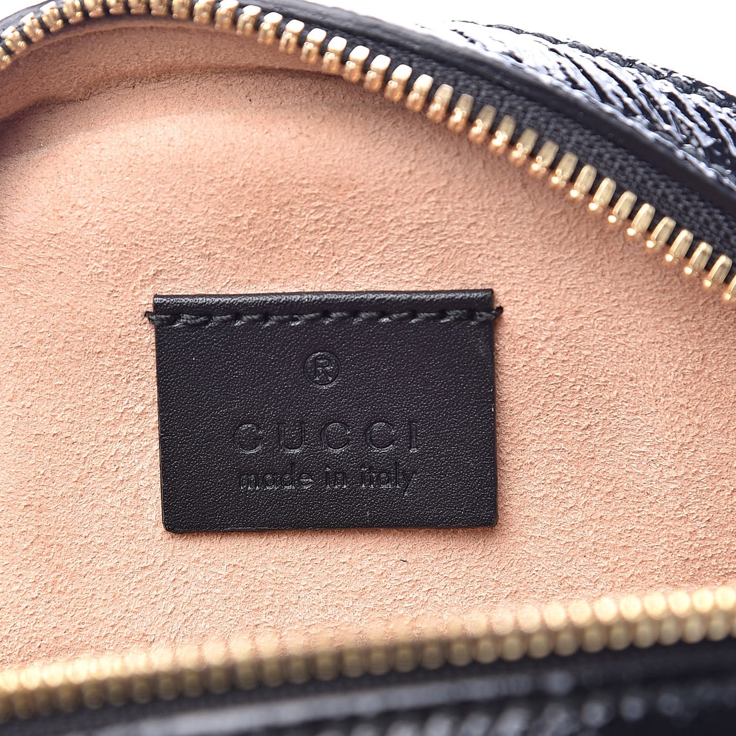 Suede Patent Web Mini Ophidia Round Shoulder Bag Black