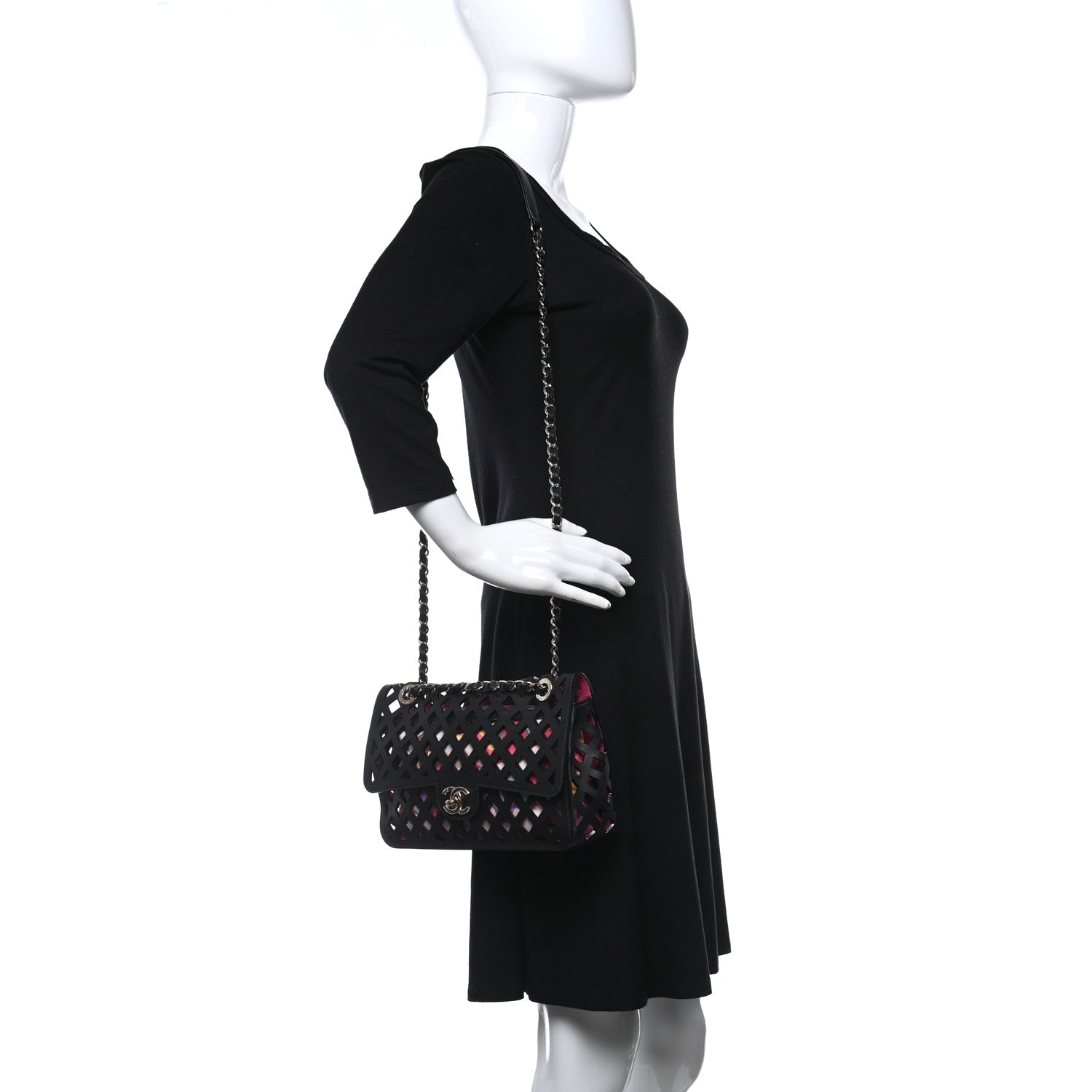 Chanel Lambskin Sea Through Flap Black Multicolor 2 of 14