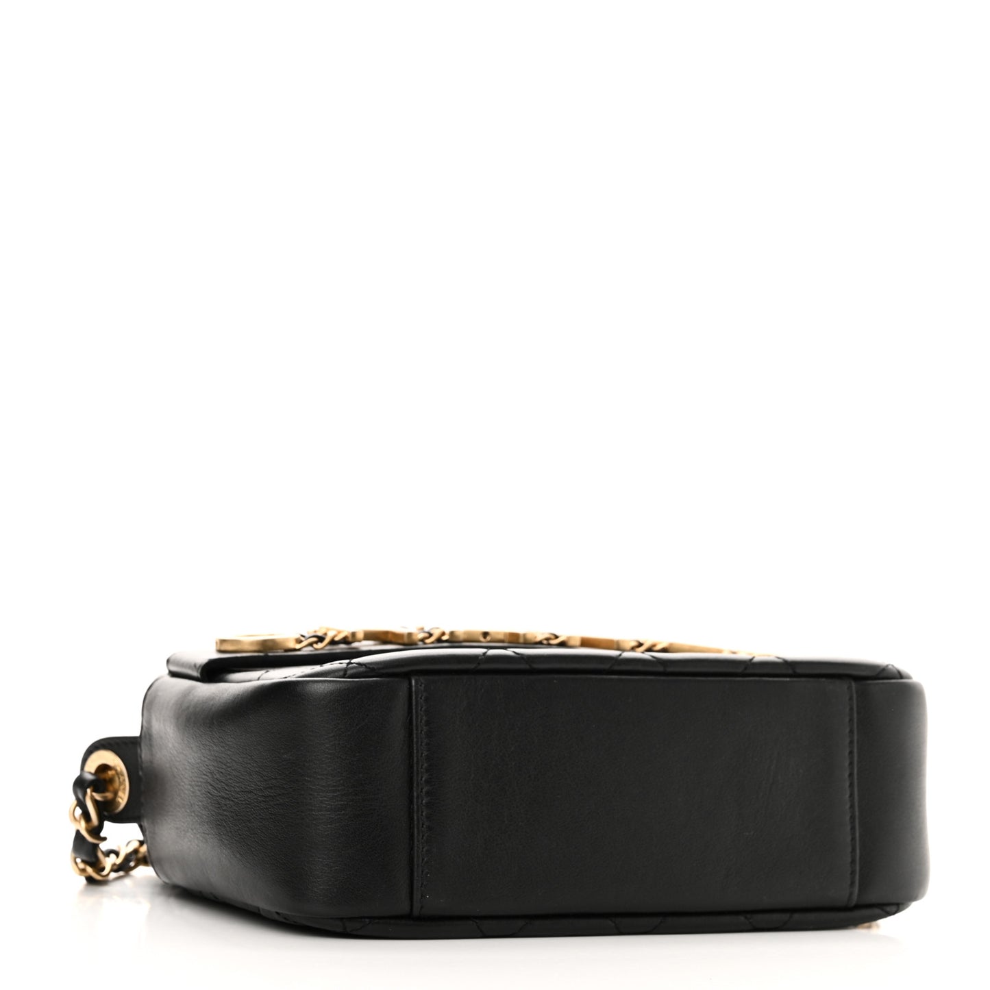Calfskin Quilted Enchained Camera Case Bag Black
