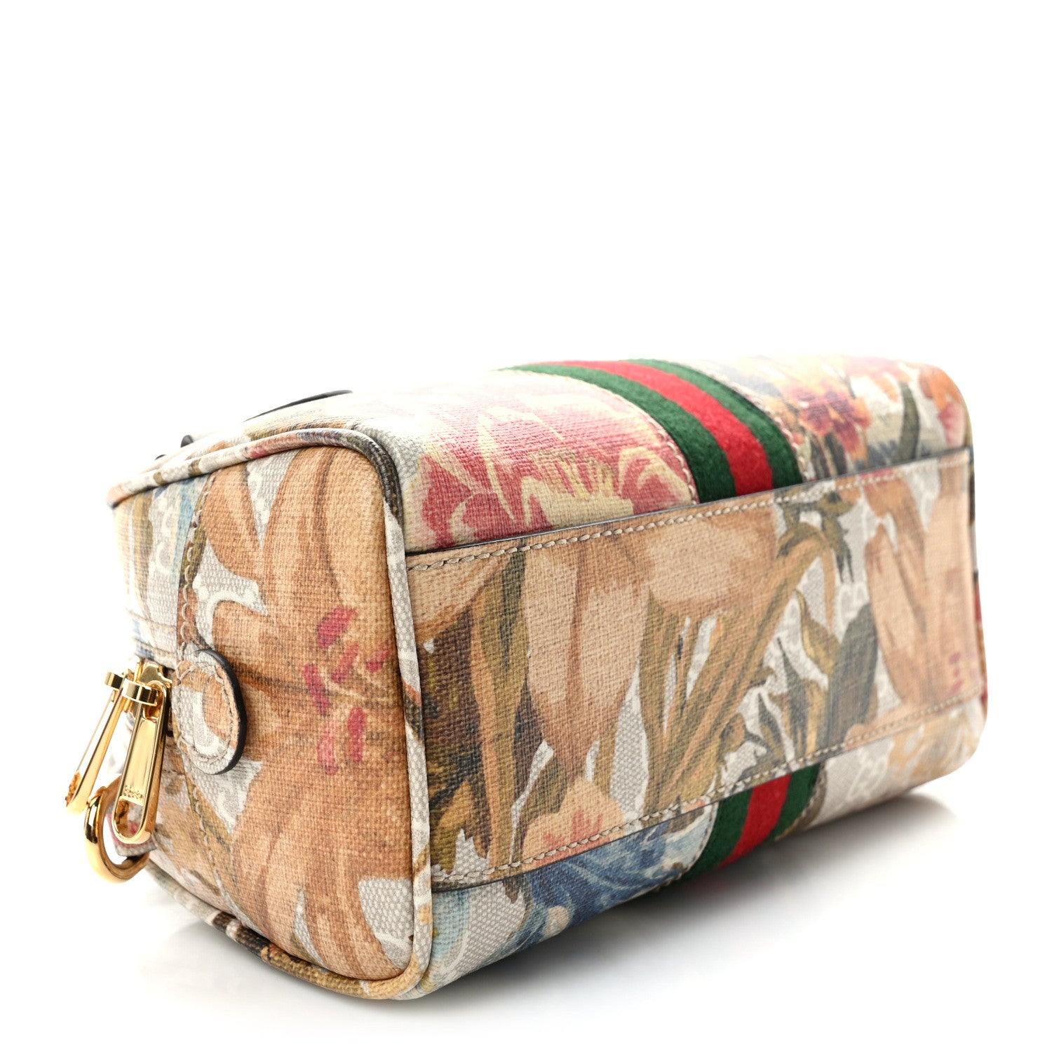 Gucci GG Supreme Monogram Water Flora Web Mini Ophidia Top Handle Bowler Bag Beige White Multicolor 4 of 8