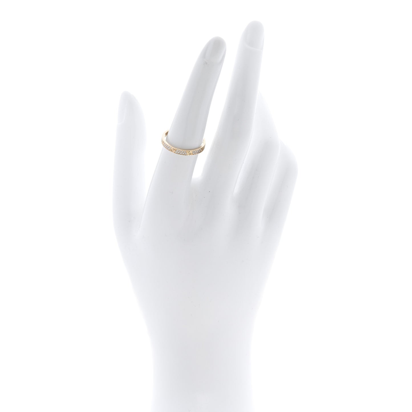 18K Yellow Gold Diamond 2.6mm LOVE Paved Band Ring 54 6.75 54/6.75