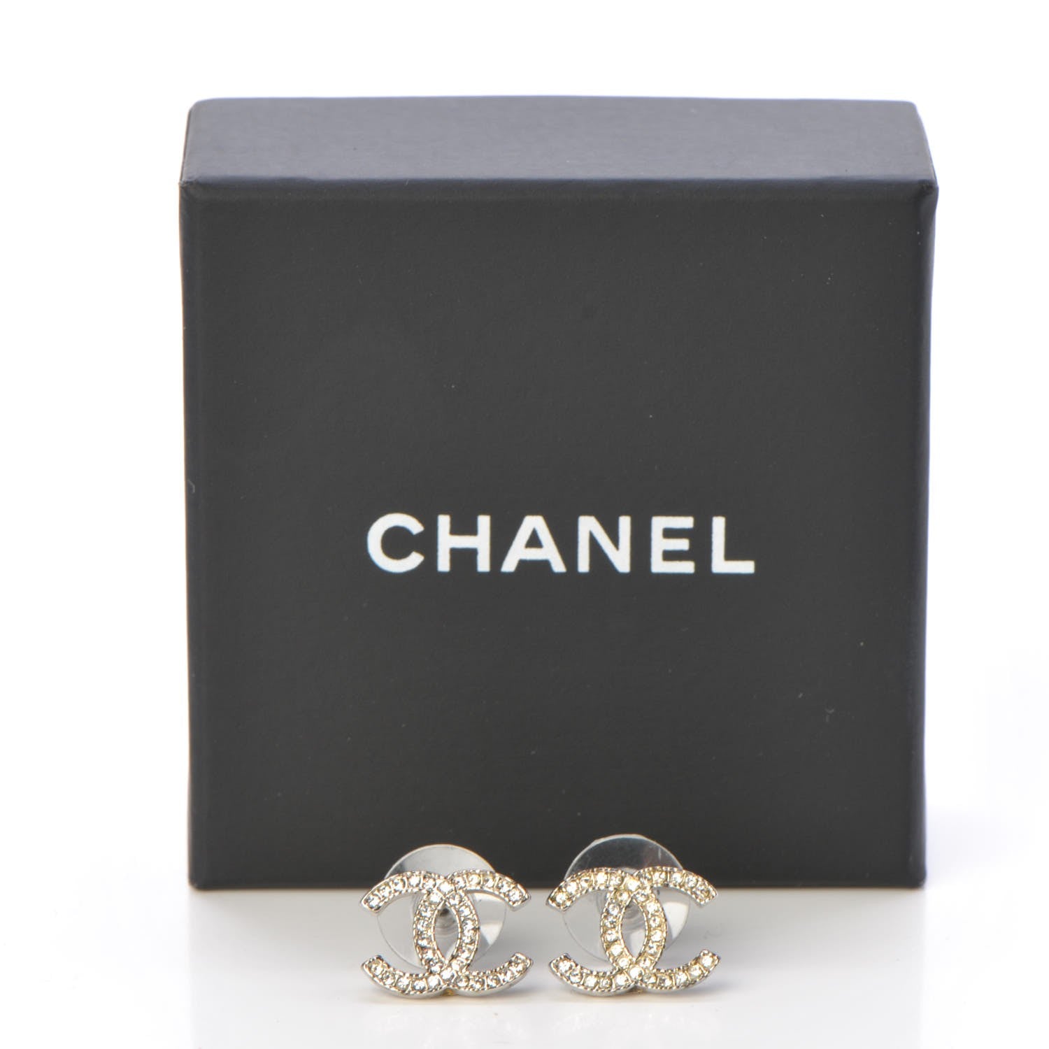 Chanel Crystal CC Earrings Silver 6 of 6