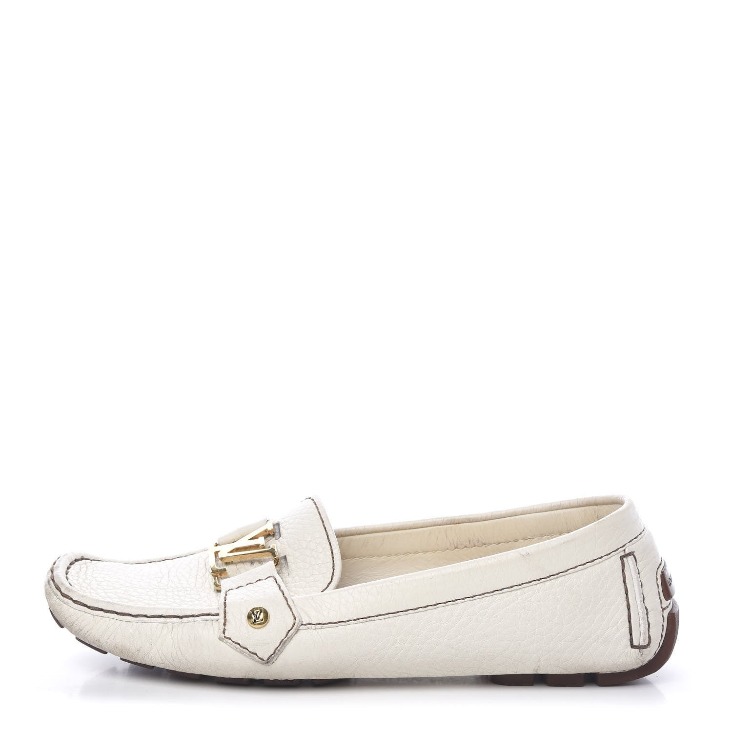 Louis Vuitton Grained Calfskin Oxford Loafers 38.5 White 1 of 19