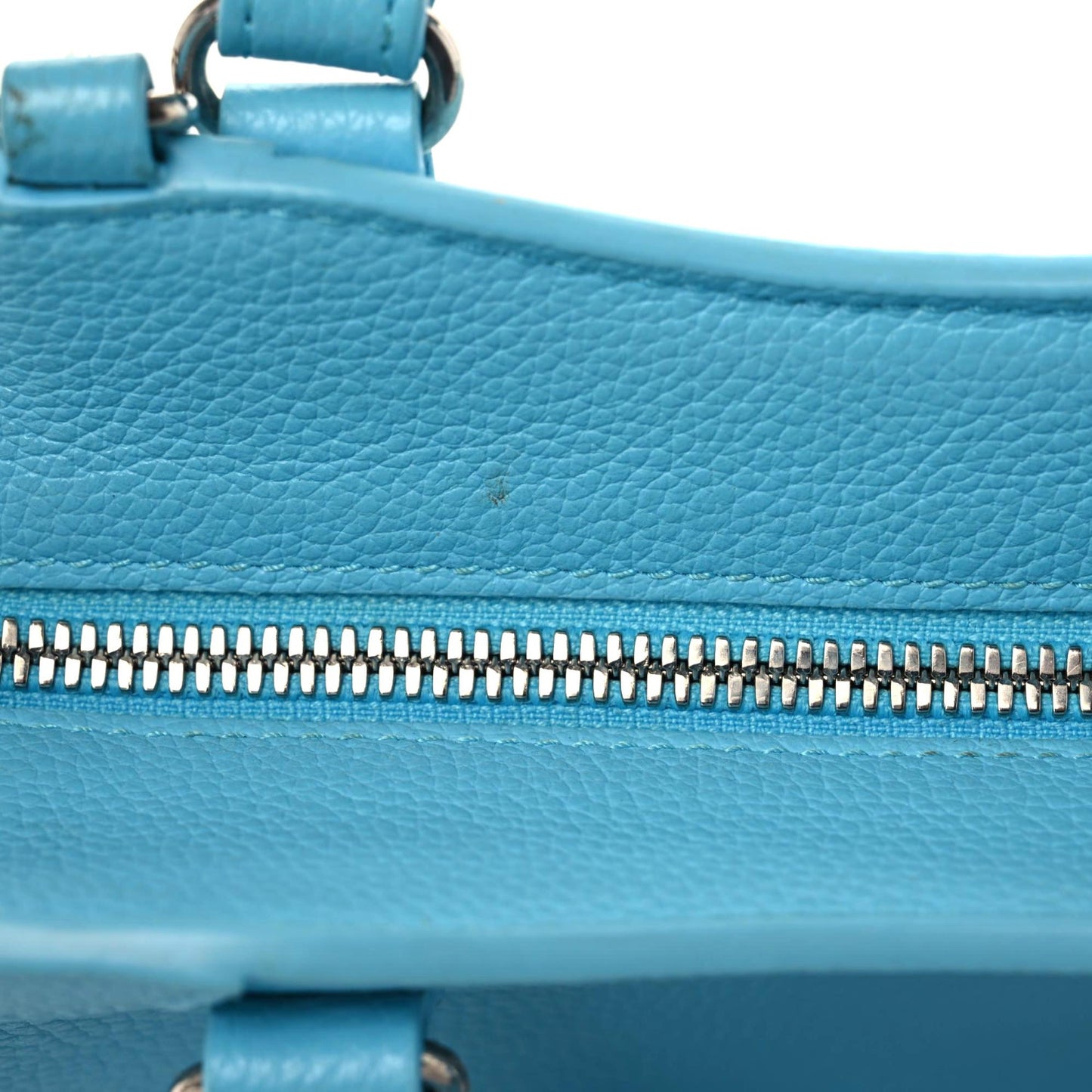 Grained Calfskin Neo Classic Silver Hardware Mini City Azur