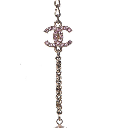 Chanel Resin Crystal Long CC Necklace Light Gold Green Pink 4 of 6
