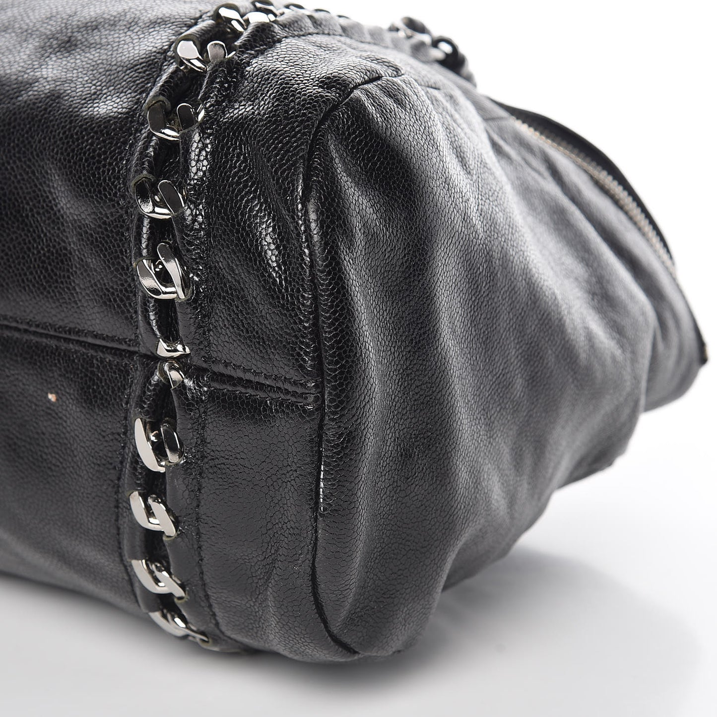Glazed Caviar Modern Chain Tote Black