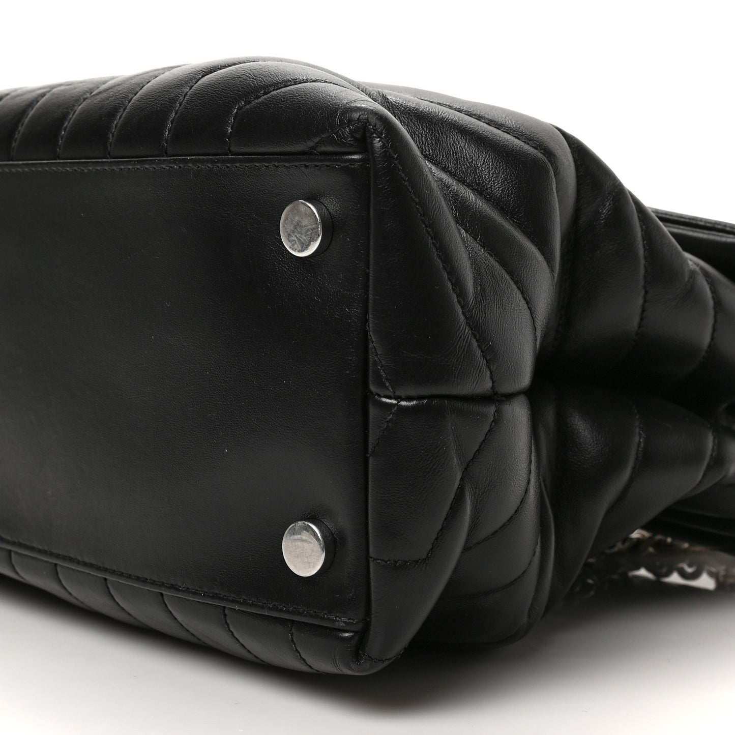 Calfskin Y Quilted Monogram Large Loulou Chain Satchel Black
