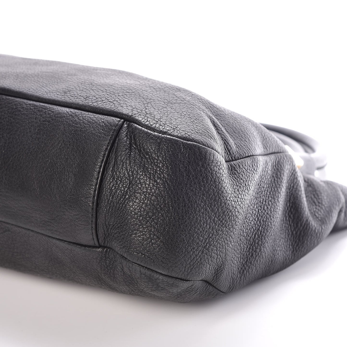 Grained Calfskin Shoulder Bag Black