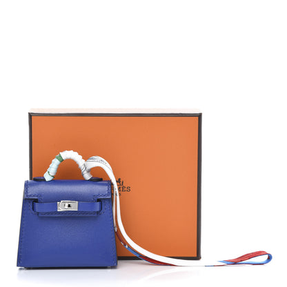 Hermes Tadelakt Mini Kelly Twilly Bag Charm Bleu Electrique 8 of 8