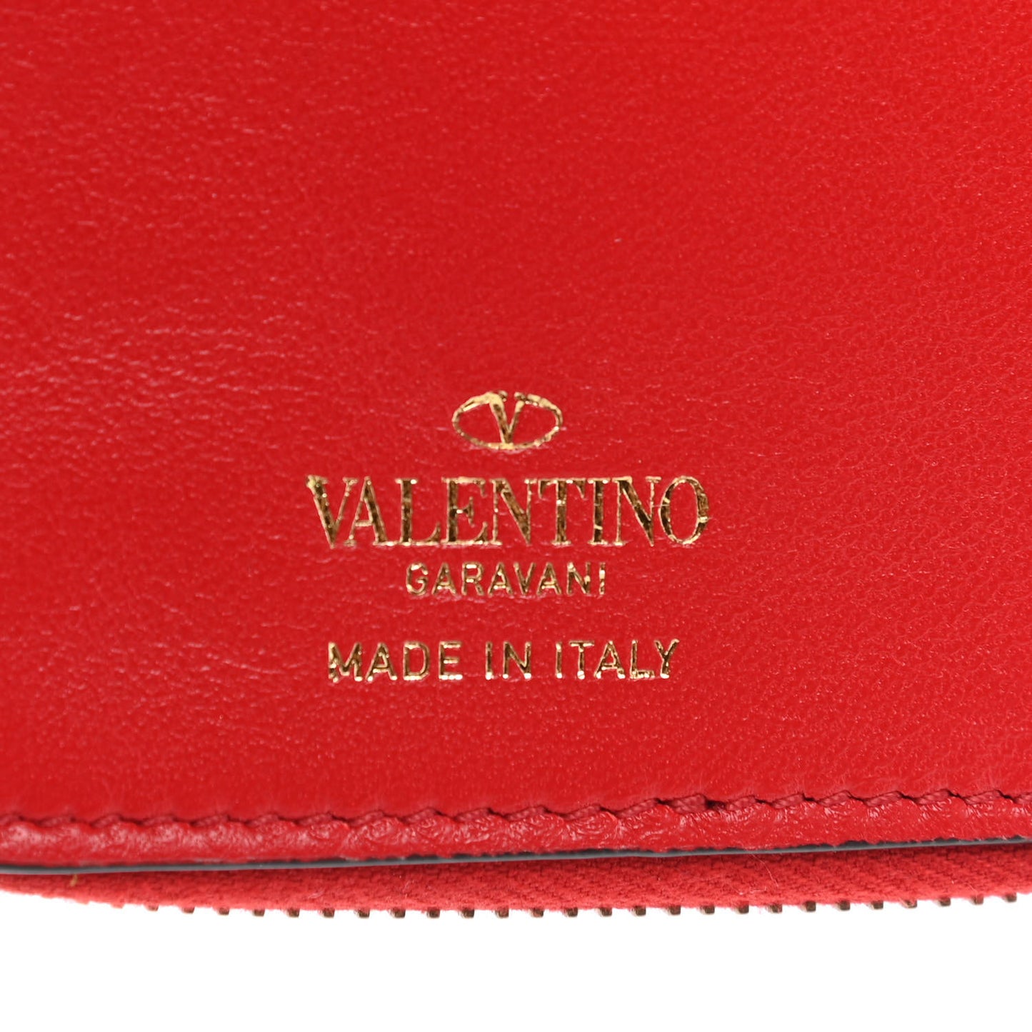 Grainy Calfskin Vlogo Phone Pouch Rouge Pur