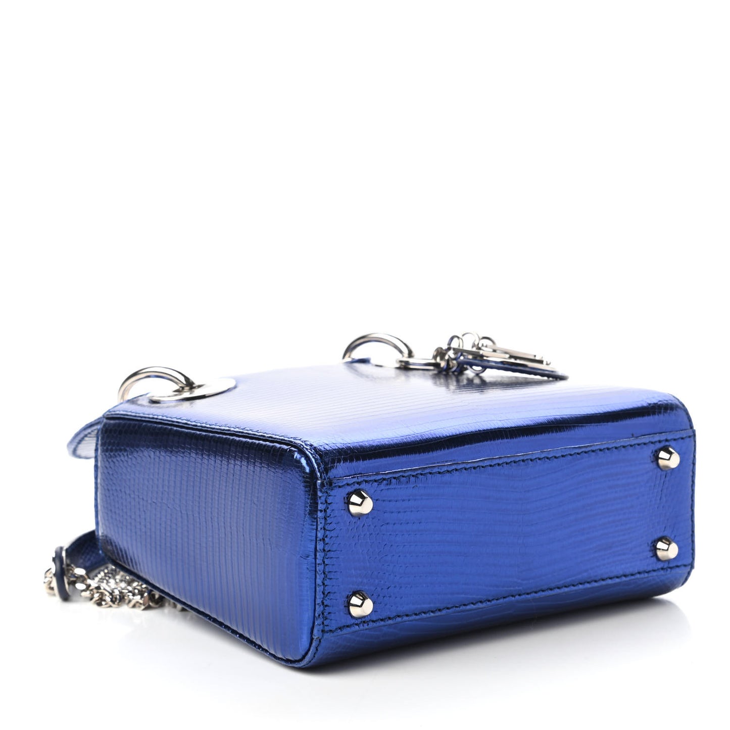 Metallic Lizard Mini Lady Dior Blue