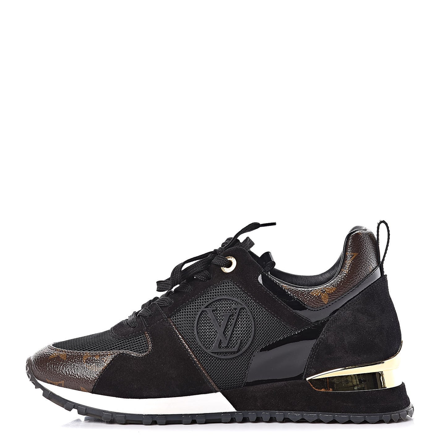 Suede Monogram Run Away Sneakers 38 Black
