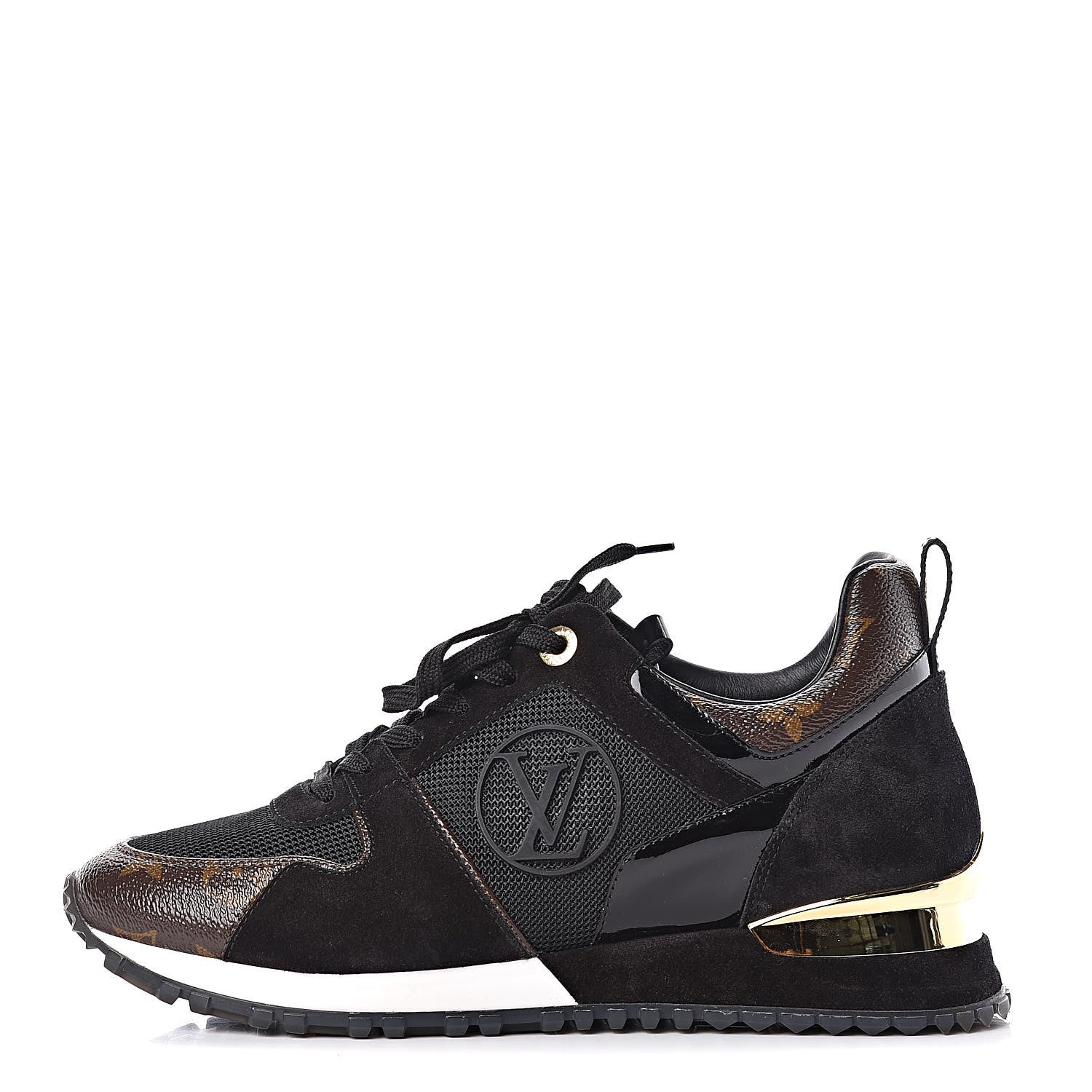 Louis Vuitton Suede Monogram Run Away Sneakers 38 Black 1 of 8