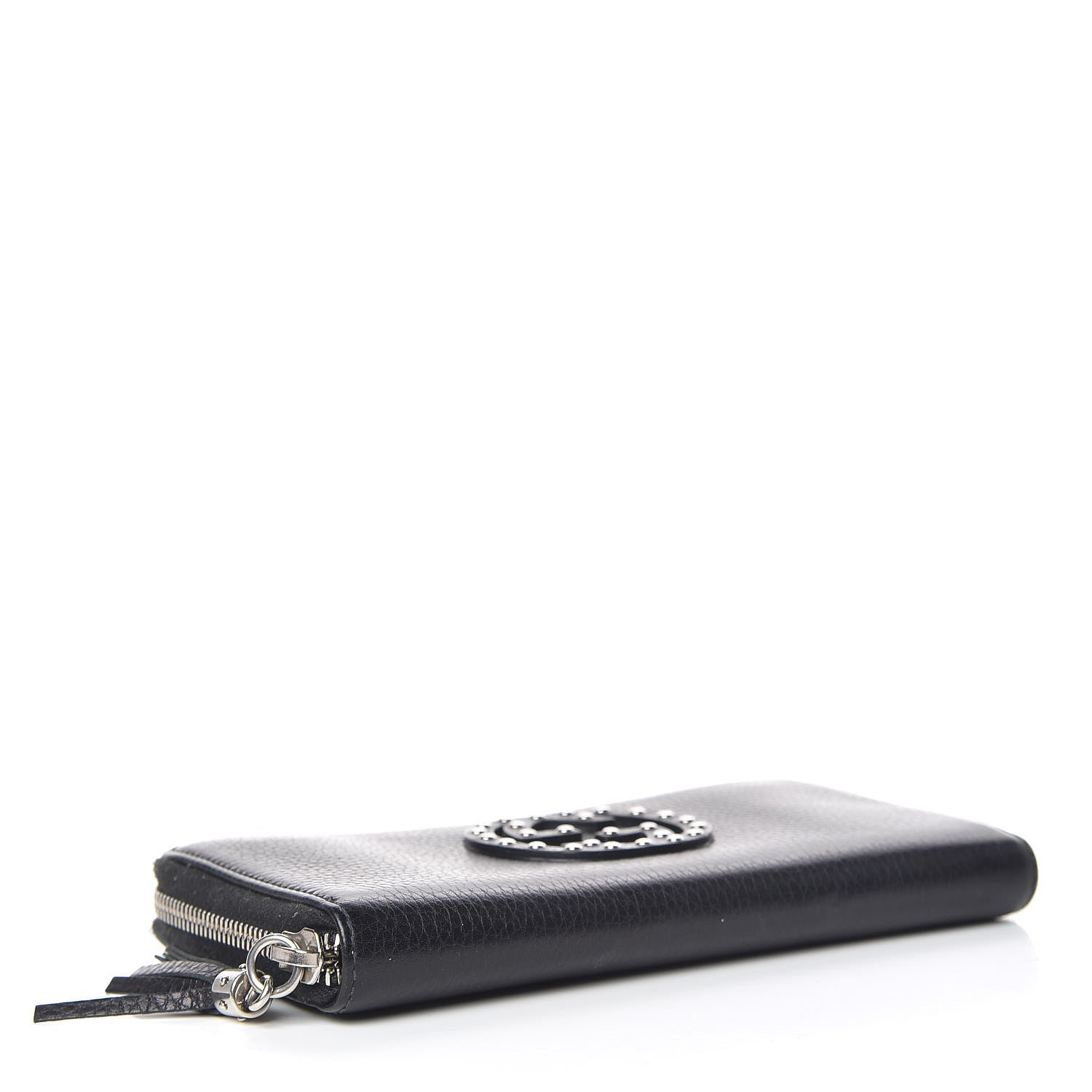 Gucci Pebbled Calfskin Studded Soho Zip Around Wallet Black 4 of 10