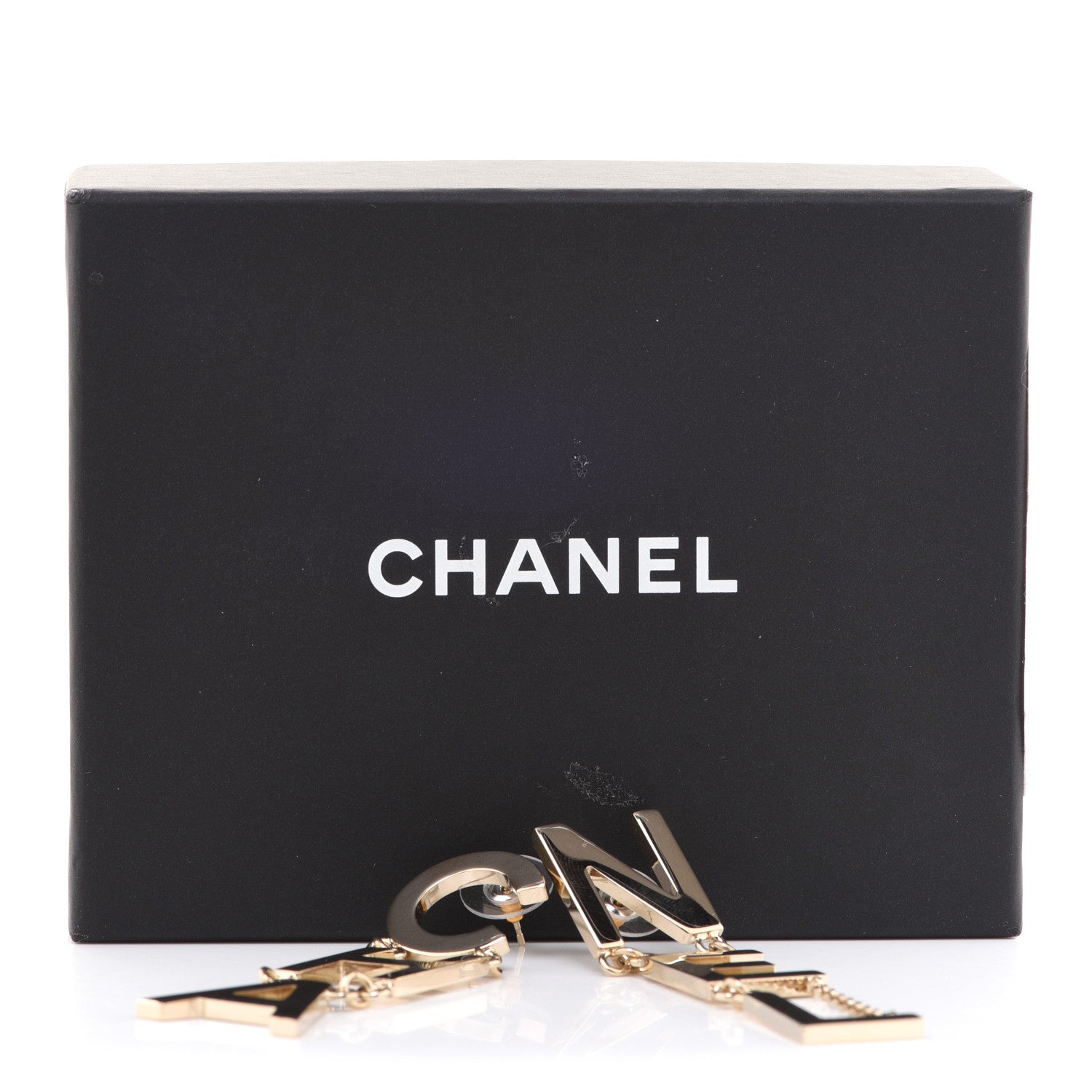Chanel Metal Cha-Nel Logo Drop Earrings Gold 6 of 6