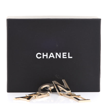 Chanel Metal Cha-Nel Logo Drop Earrings Gold 6 of 6
