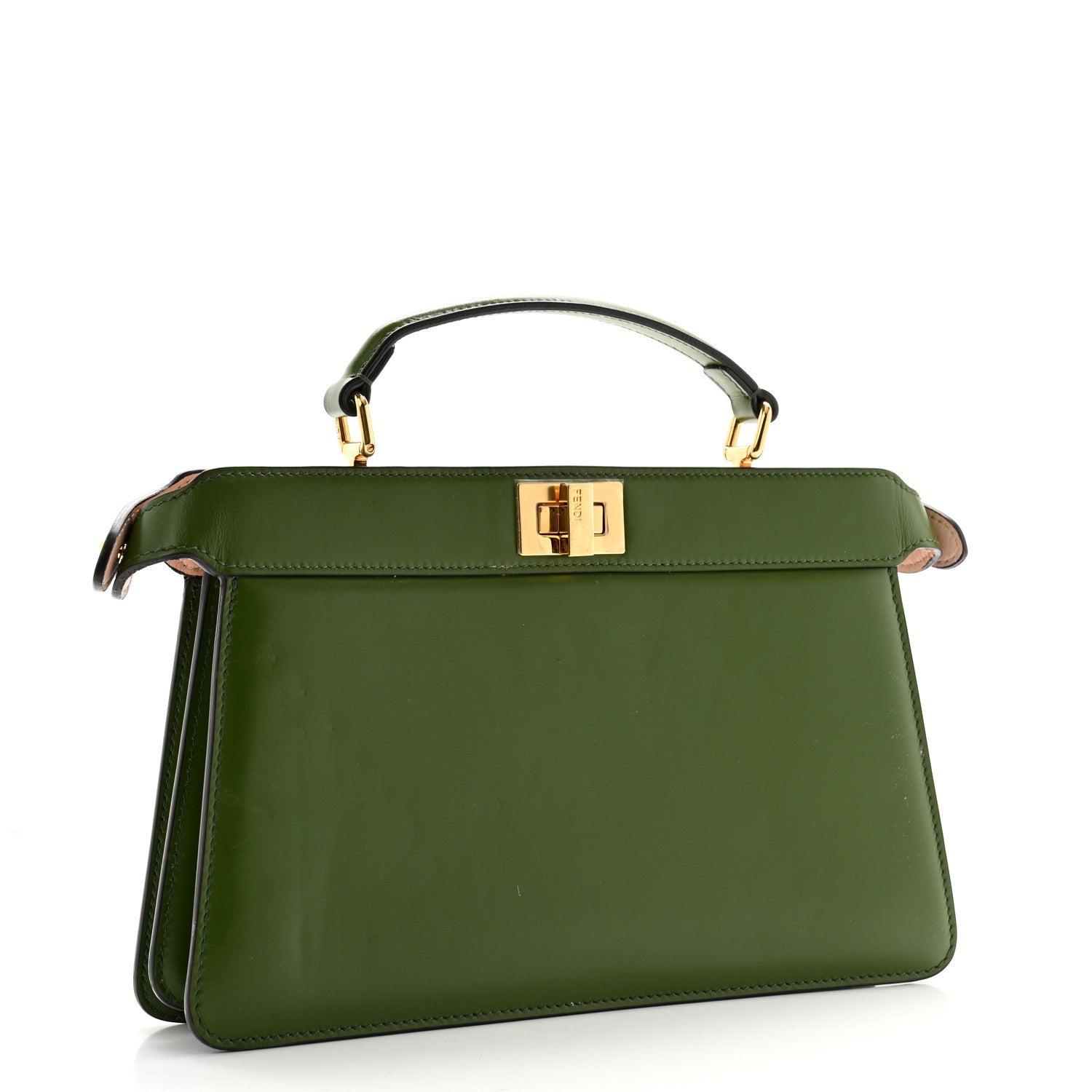 Fendi Vitello King Luxor Shiny Nappa Peekaboo I SEE U East West Satchel Verde Light Rose 3 of 15