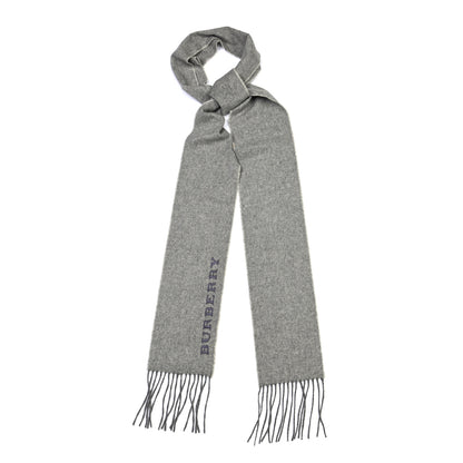 Burberry Cashmere Fringe Logo Scarf Grey 1 of 5