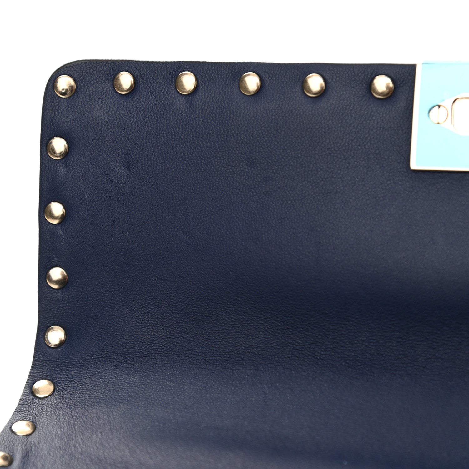 Valentino Garavani Nappa VLTN Print Medium Rockstud Spike Shoulder Bag Pure Blue White 11 of 12