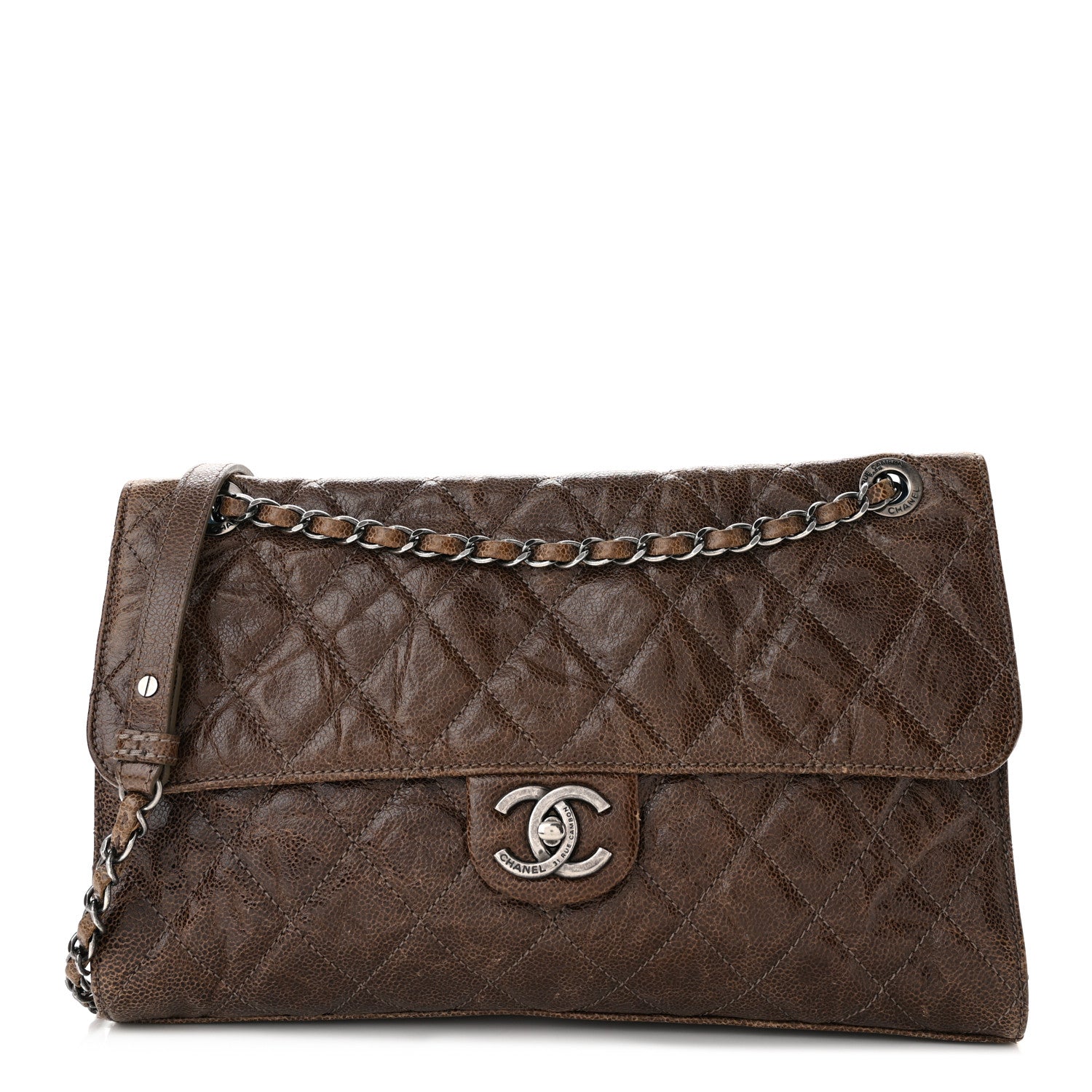 Chanel Crumpled Grained Calfskin Jumbo CC Crave Flap Brown 1 of 12