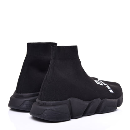 Balenciaga Neoprene Knit Logo Womens Speed Sneakers 39 Black 4 of 8