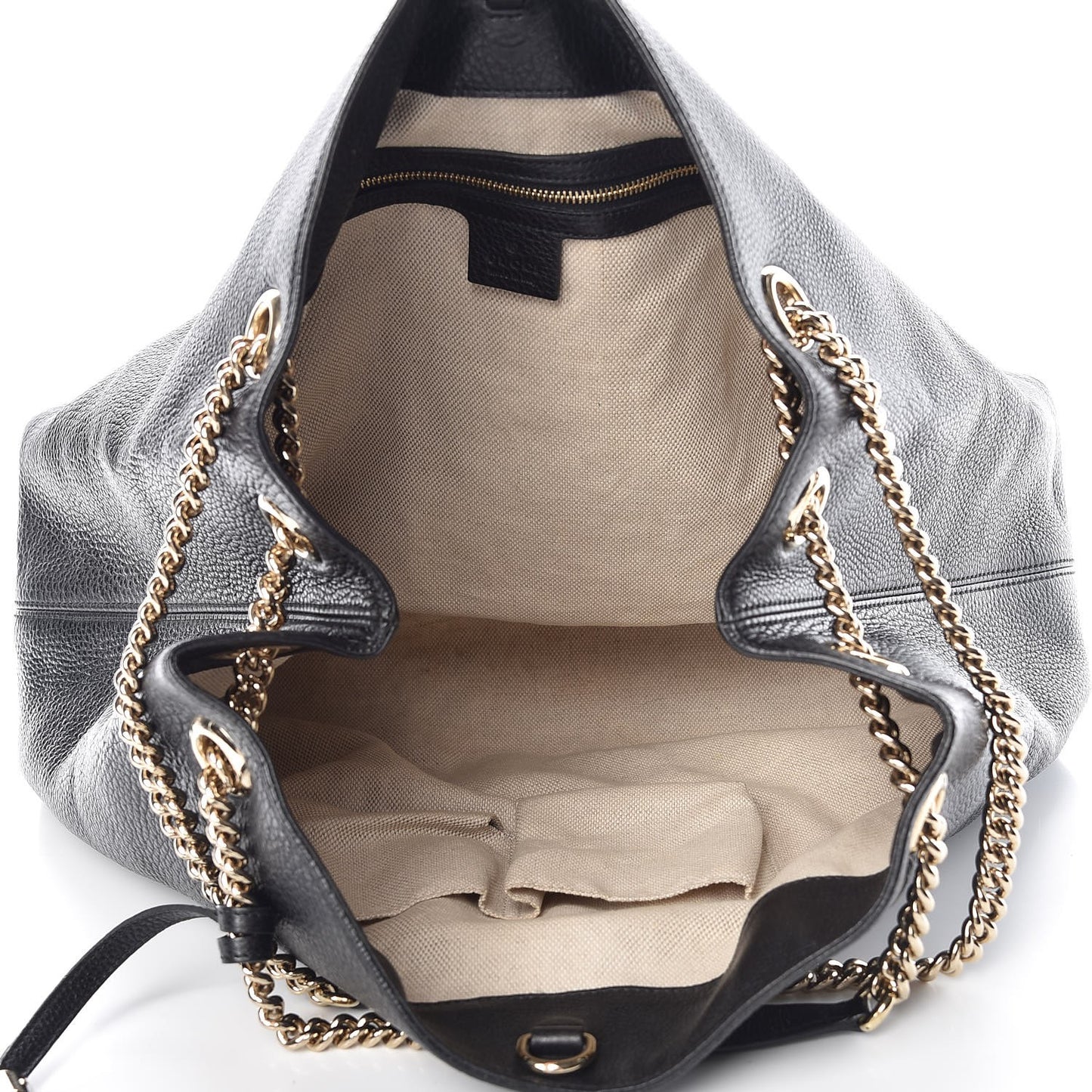 Pebbled Calfskin Medium Soho Chain Shoulder Bag Black