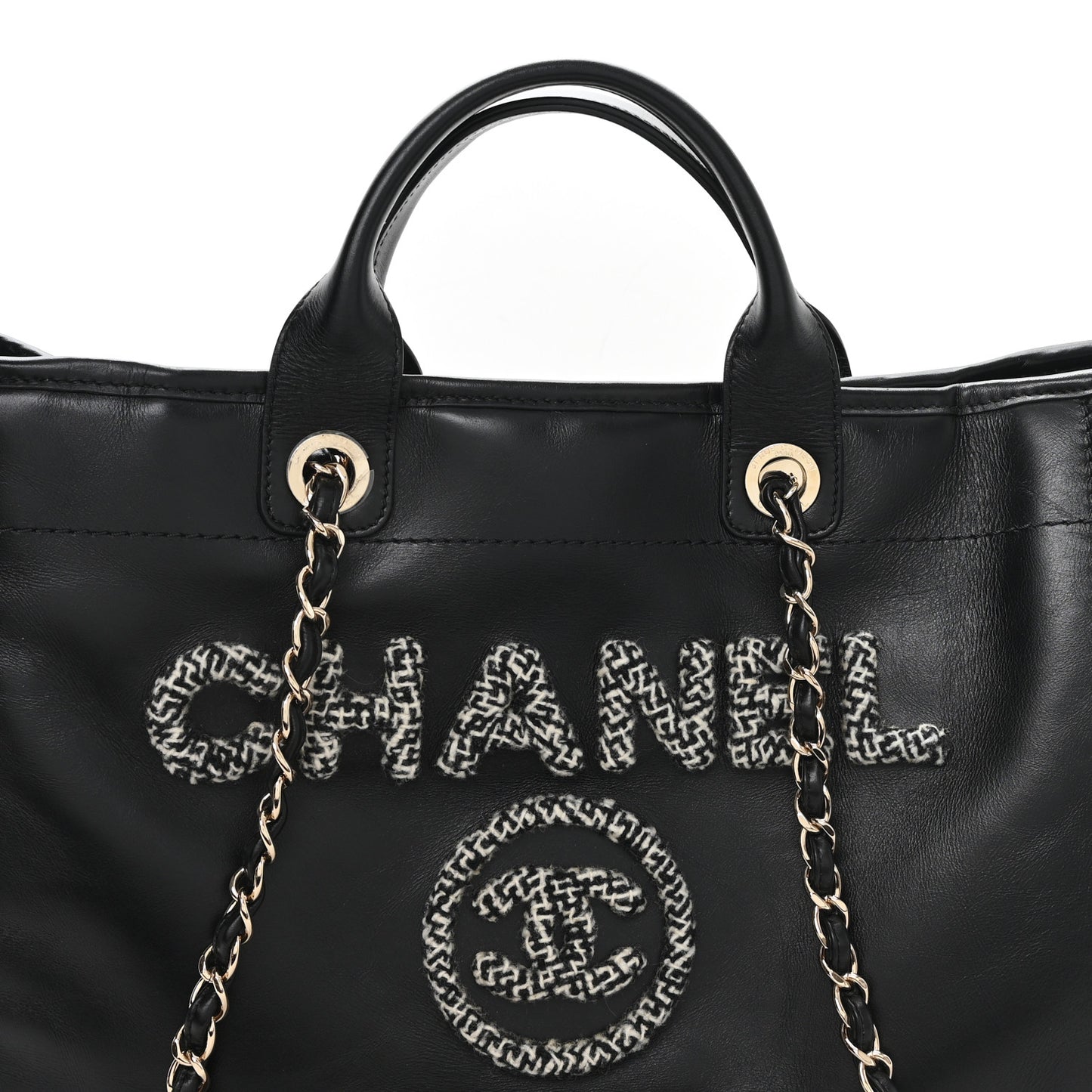 Calfskin Tweed Medium Deauville Tote Black Multicolor