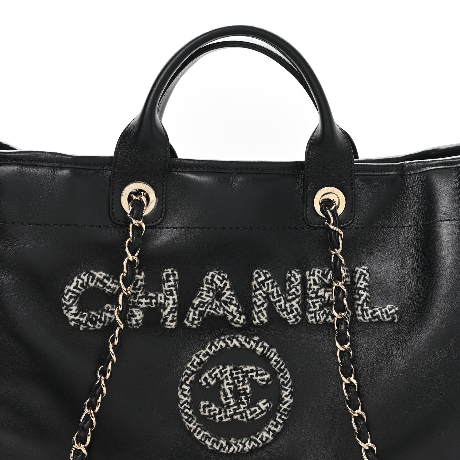 Chanel Calfskin Tweed Medium Deauville Tote Black Multicolor 8 of 12
