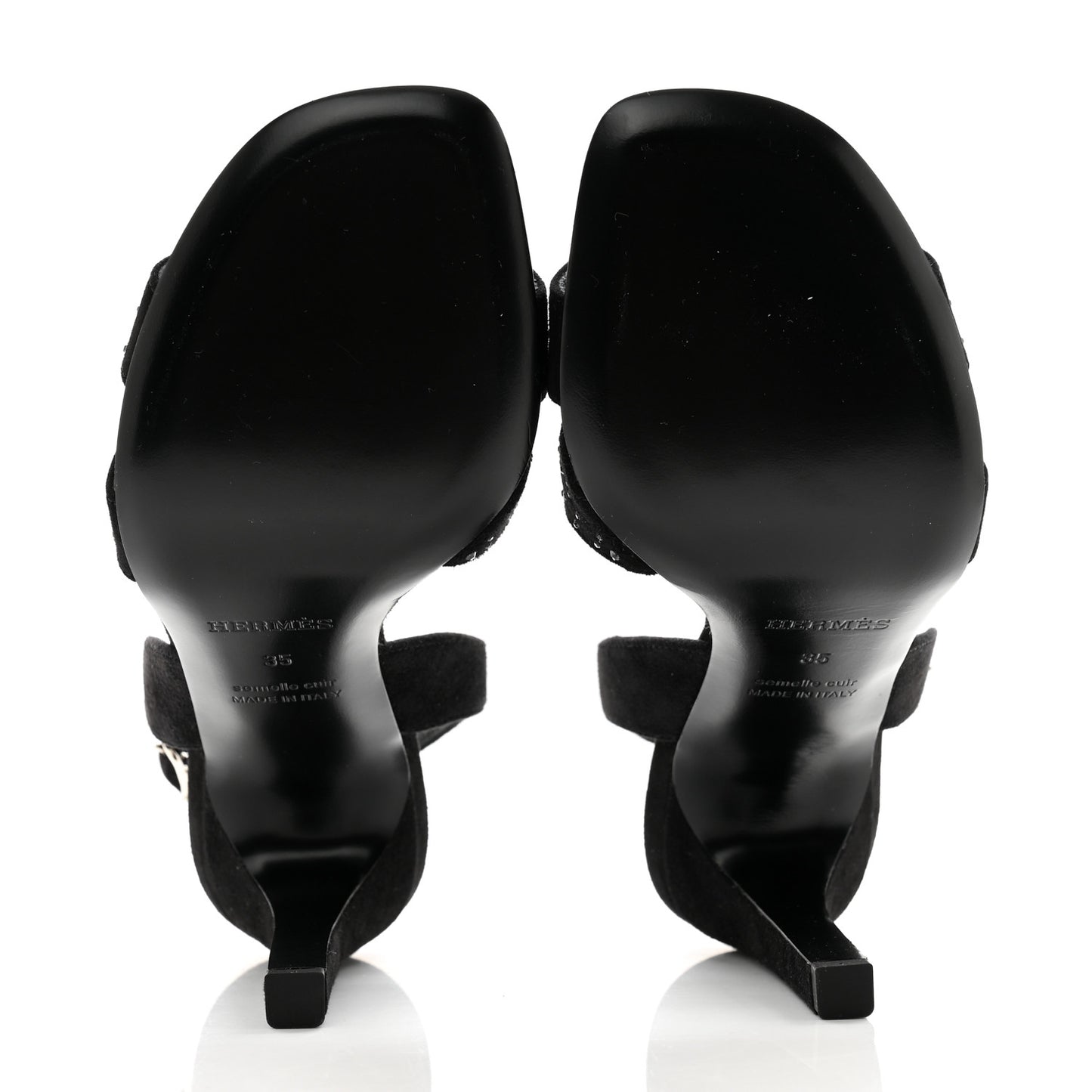 Suede Goatskin Crystal Ella 105 Sandal 35 Black
