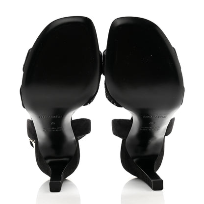 Hermes Suede Goatskin Crystal Ella 105 Sandal 35 Black 5 of 10