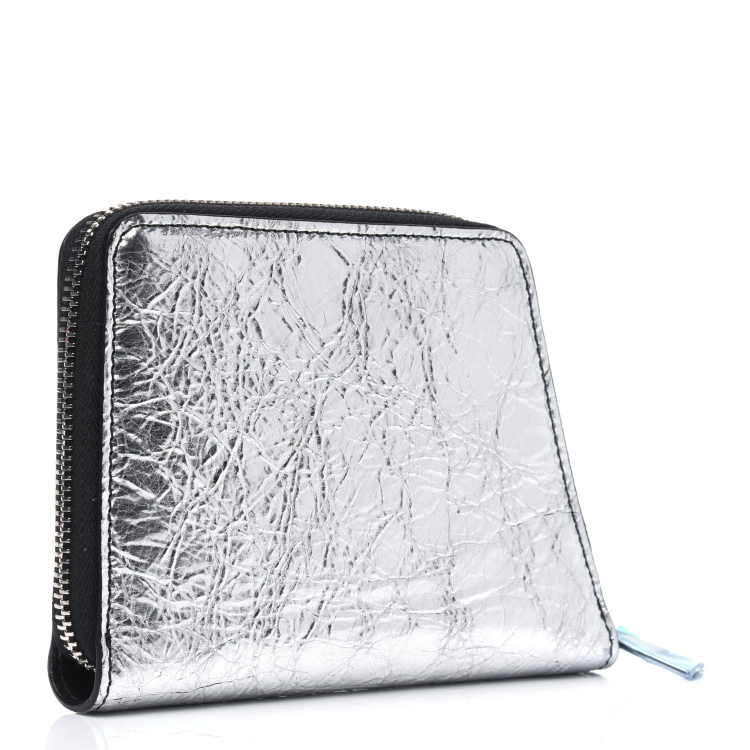 Proenza Schouler Metallic Crinkled Calfskin Zip Compact Wallet Silver 3 of 9