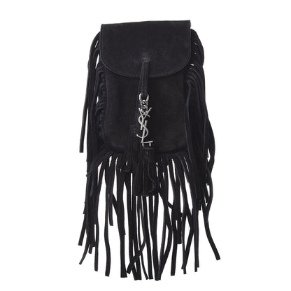 Saint Laurent Suede Fringe Toy Monogram Anita Crossbody Bag Black 1 of 7