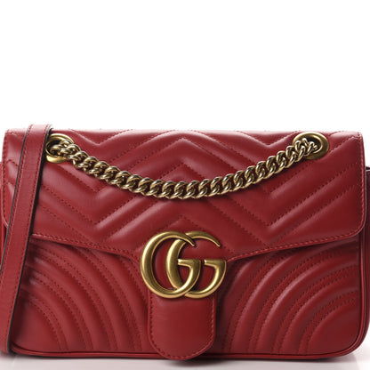 Gucci Calfskin Matelasse Small GG Marmont Shoulder Bag Hibiscus Red 10 of 10