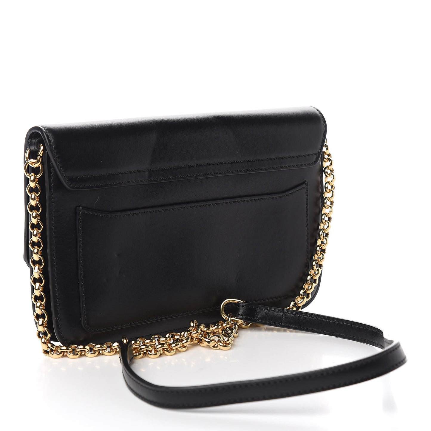 Calfskin Suede C Clutch With Chain Black