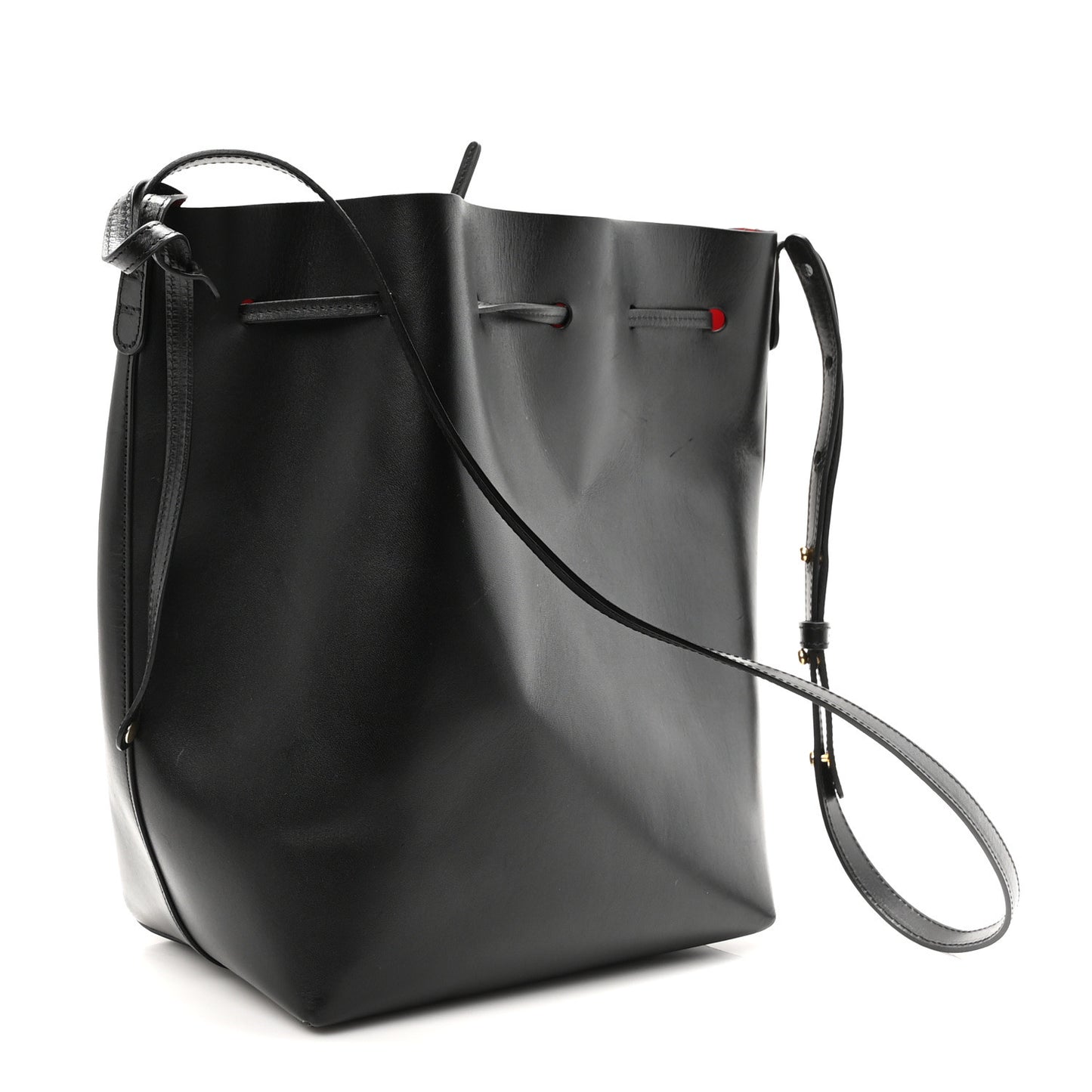 Vegetable Tanned Calfskin Bucket Bag Black Flamma