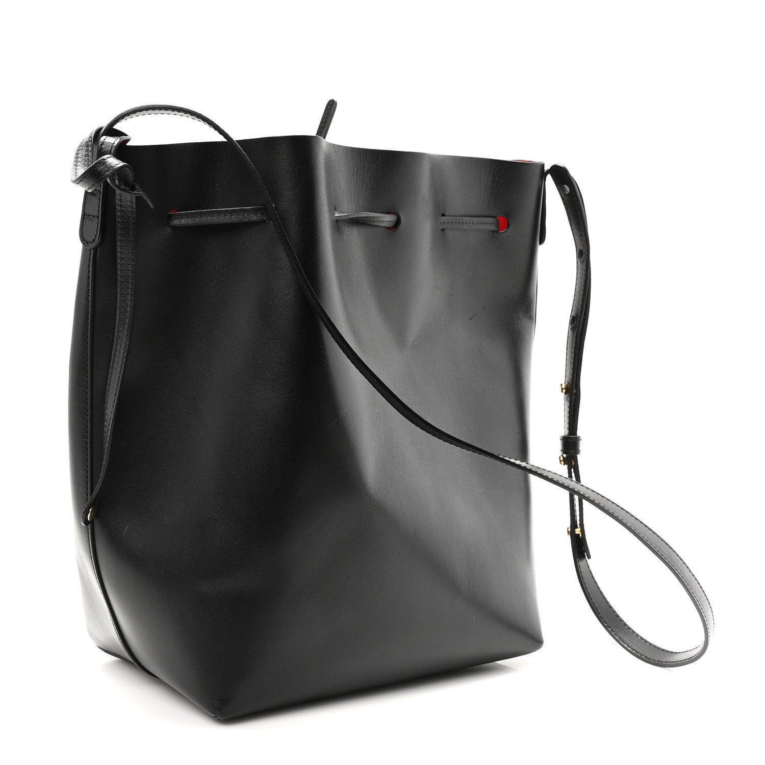 Mansur Gavriel Vegetable Tanned Calfskin Bucket Bag Black Flamma 4 of 10