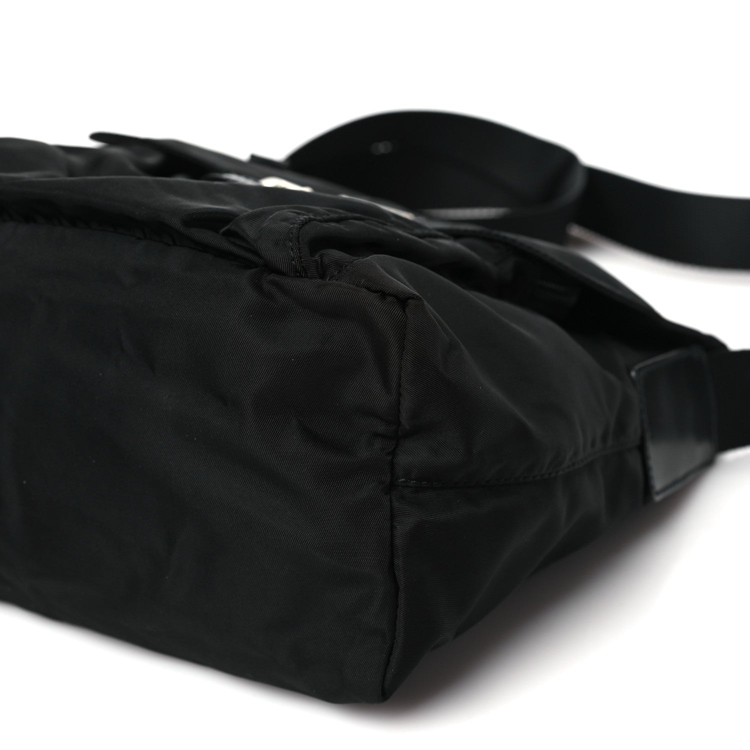 Prada Nylon Vela Saffiano Single Buckle Messenger Shoulder Bag Black 9 of 9