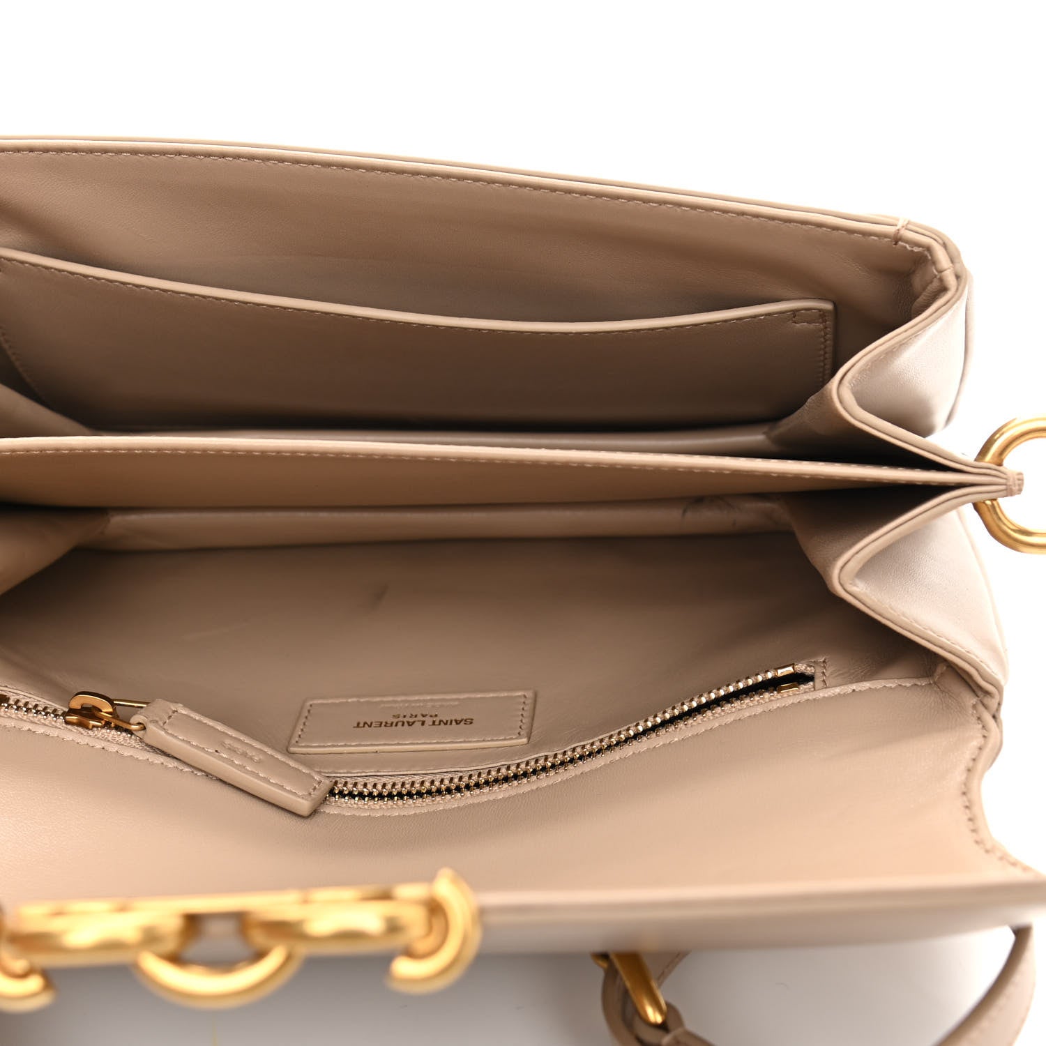 Saint Laurent Smooth Calfskin Le Maillon Satchel Dark Beige 5 of 15