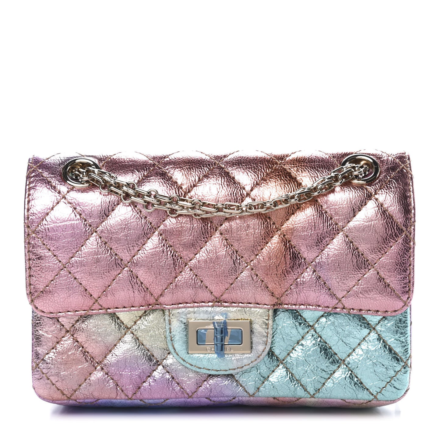 Metallic Goatskin Quilted Mini 2.55 Reissue Flap Multicolor