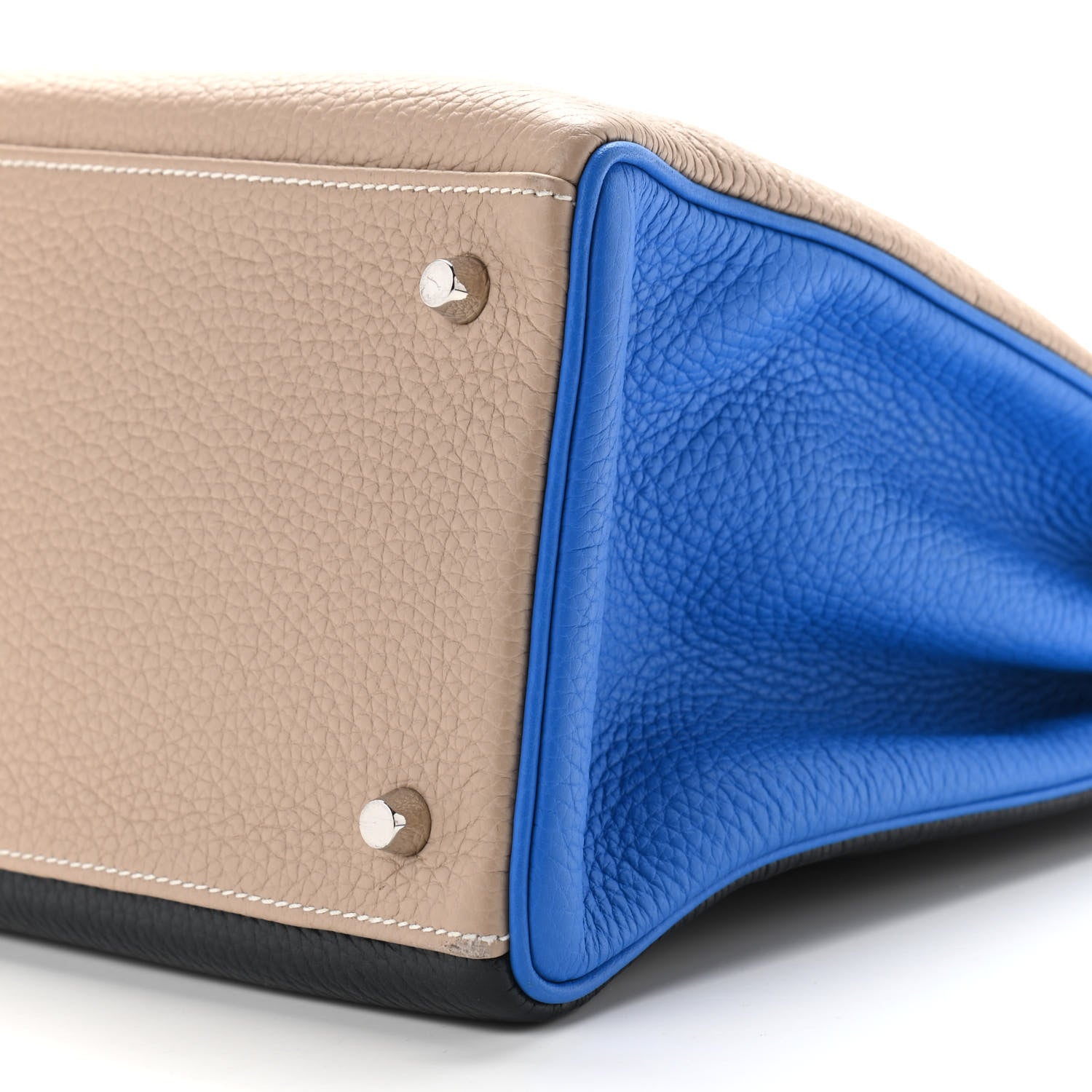 Hermes Taurillon Clemence Horseshoe Tri Color Kelly Retourne 40 Bleu Ocean Argile Bleu Hydra 10 of 13