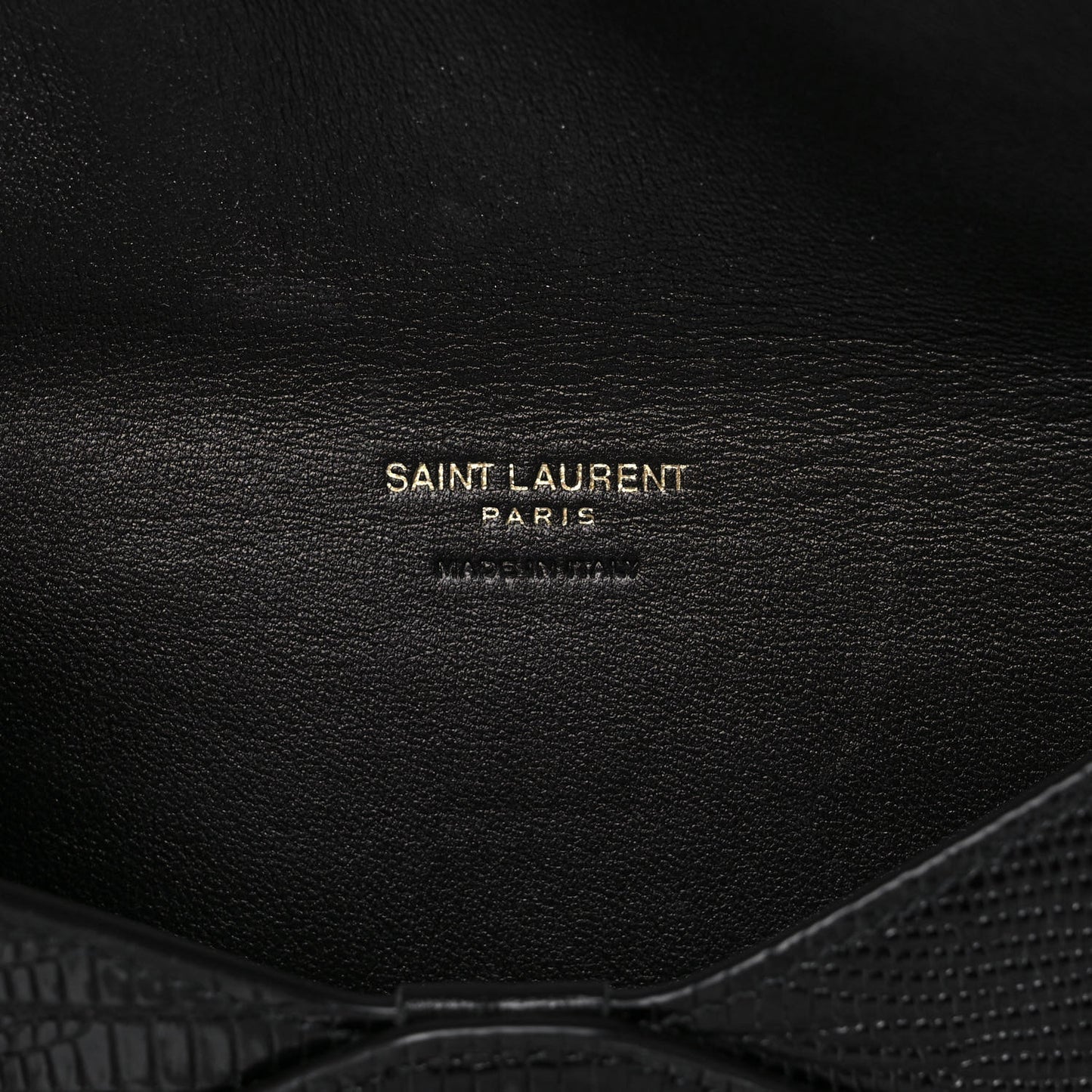 Calfskin Lizard Embossed Paloma Monogram Clutch Black