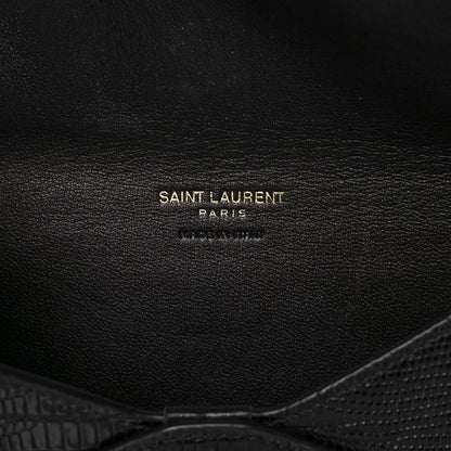Saint Laurent Calfskin Lizard Embossed Paloma Monogram Clutch Black 6 of 11