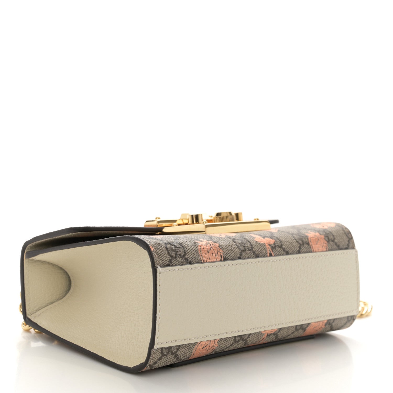 Gucci GG Supreme Monogram Berry Textured Dollar Calfskin Small Padlock Shoulder Bag Beige Ebony Light Copper Mystic White 4 of 11