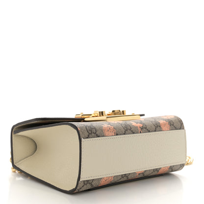 Gucci GG Supreme Monogram Berry Textured Dollar Calfskin Small Padlock Shoulder Bag Beige Ebony Light Copper Mystic White 4 of 11