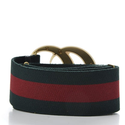 Gucci Elastic Web Crystal Embellished Plexiglass GG Marmont Belt 75 30 Red Green 2 of 5
