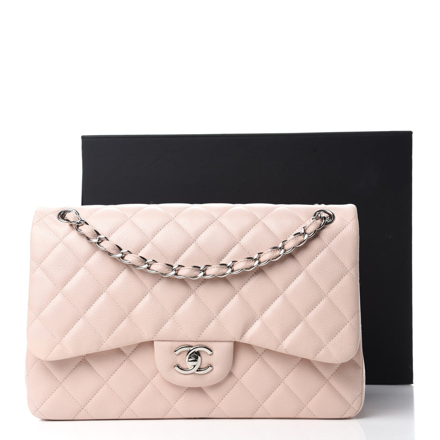 Caviar Quilted Jumbo Double Flap Light Pink